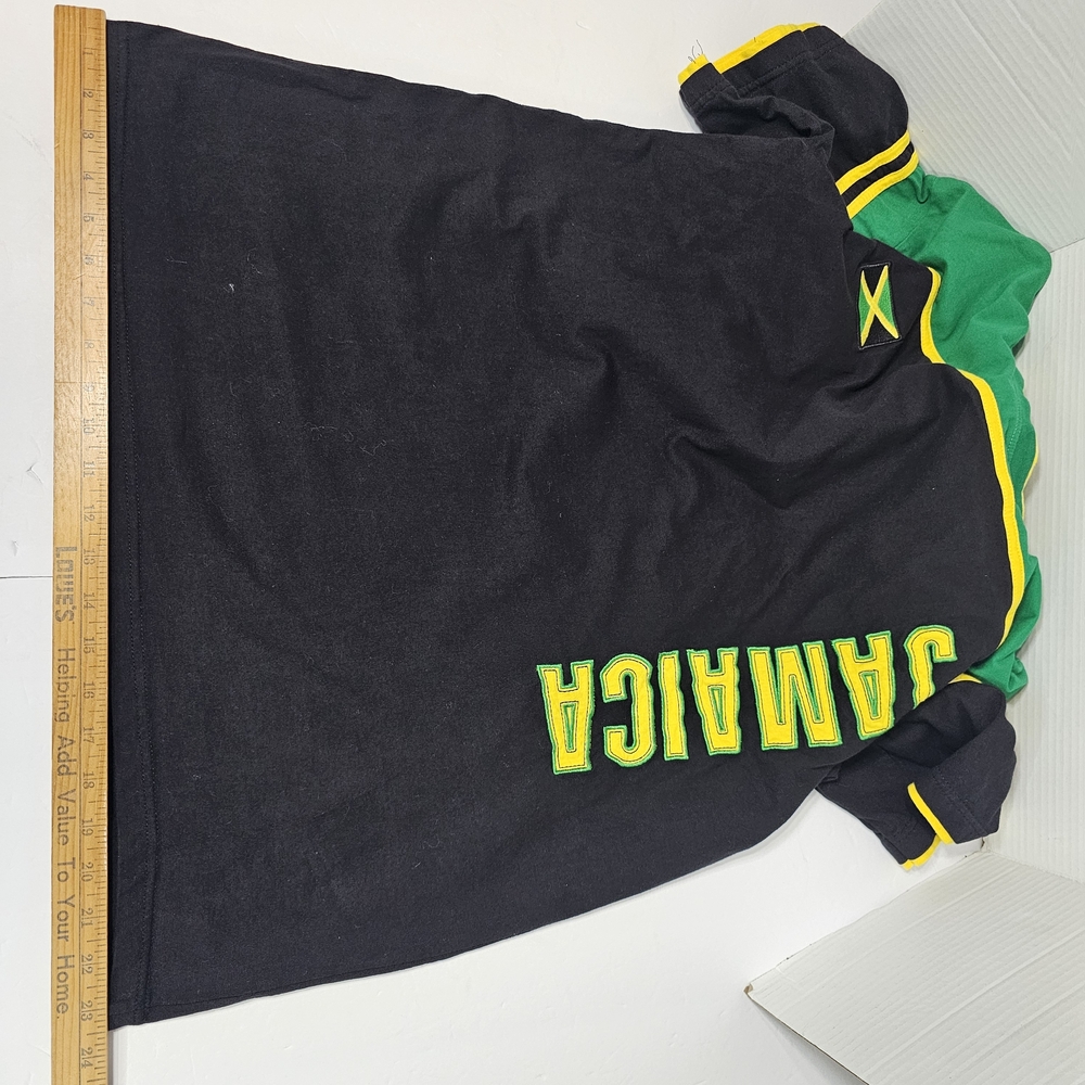 Jamaica Vintage Embroidered T-shirt Black Green Yellow Size XXL - Picture 10 of 10